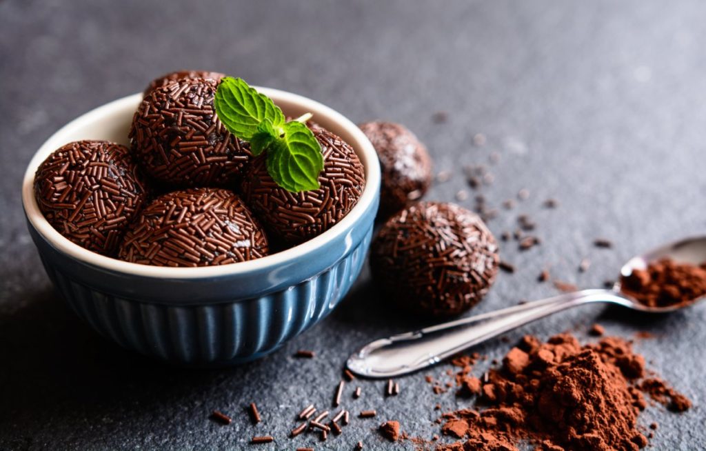 chocolate with cocoa powder its called Brigadeiro in brazil